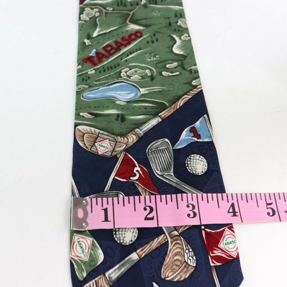 Tabasco Navy Blue and Green Golf Tie - Picture 6 of 6